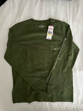 Vineyard Vines Olive Green Long-Sleeve Pocket Tee
